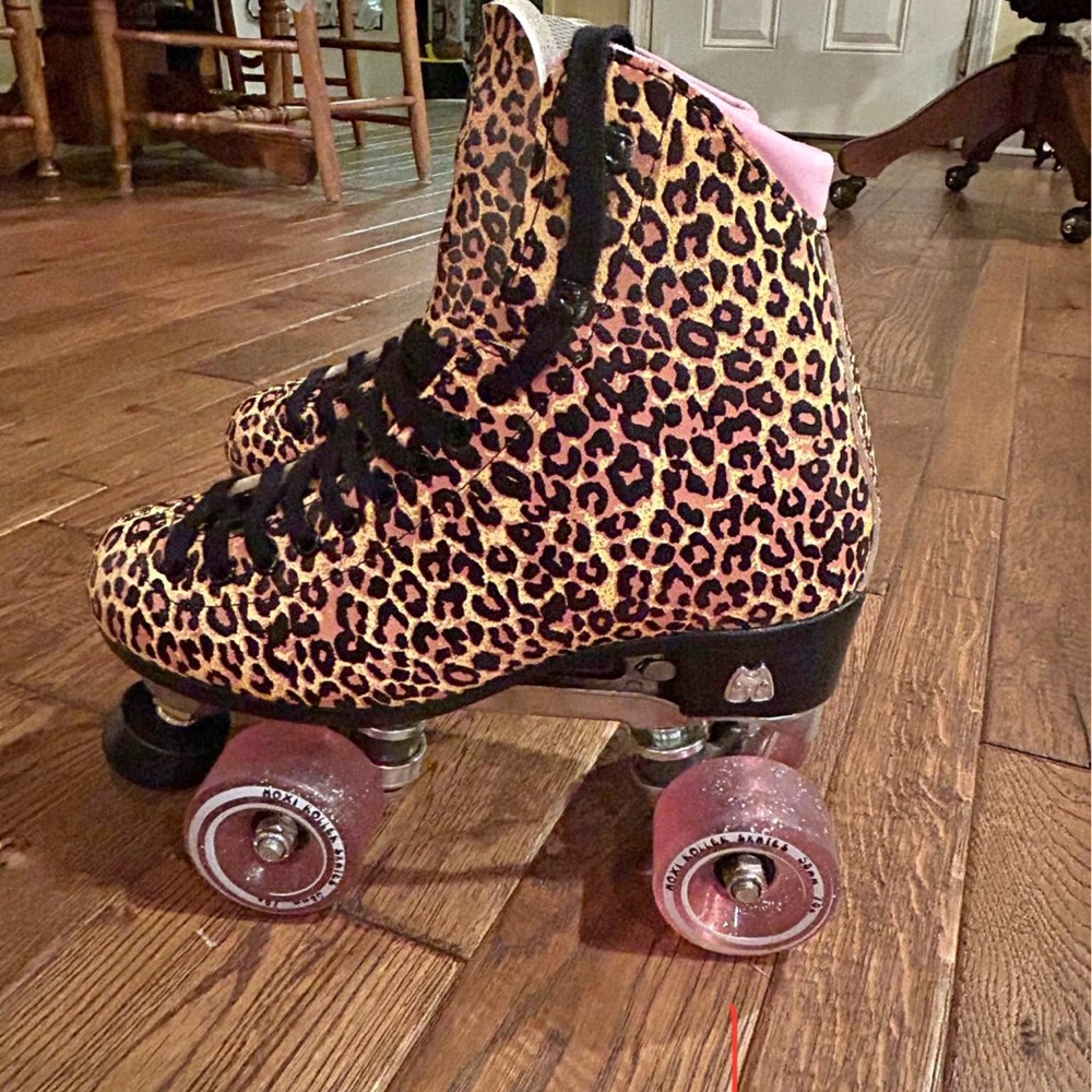 Leopard Print Roller Skates